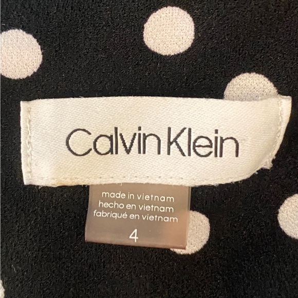 Calvin Klein Tulip Puff Sleeve Polka Dot Wide Leg Belted Knit Jumpsuit Size 4 - Picture 6 of 7